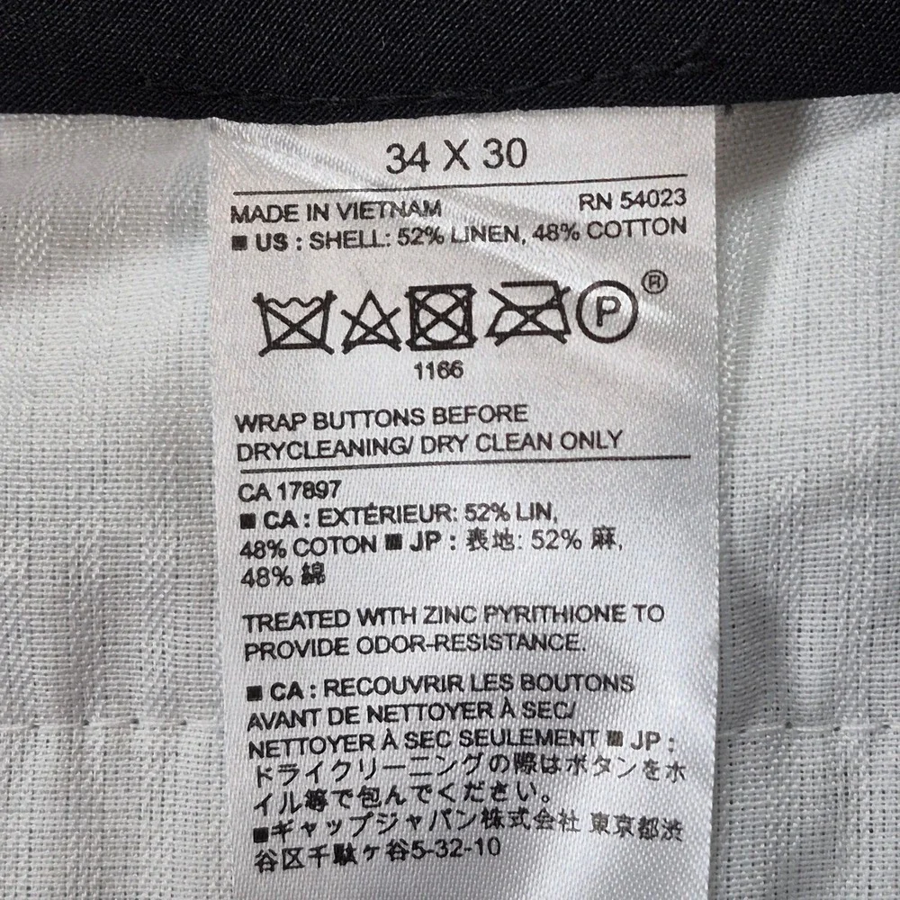 NWT Banana Republic Dress Pants Mens 34x30 Gray Linen Cotton Blend Slim Fit
